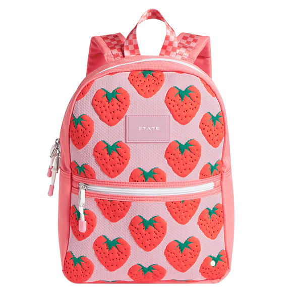 STATE Bags | Kane Kids Mini Travel Backpack Intarsia Strawberries | Back to School | STATE Bags