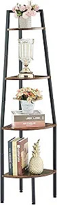 Hoctieon Corner Shelf, Industrial 4-Tier Corner Bookshelf, Rustic Corner Ladder Shelf, Corner Boo... | Amazon (US)
