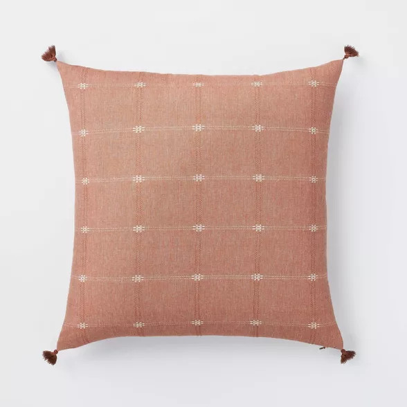 Woven Dobby Square Throw Pillow with Corner Tassels Red/Cream - Threshold™ designed with Studio... | Target