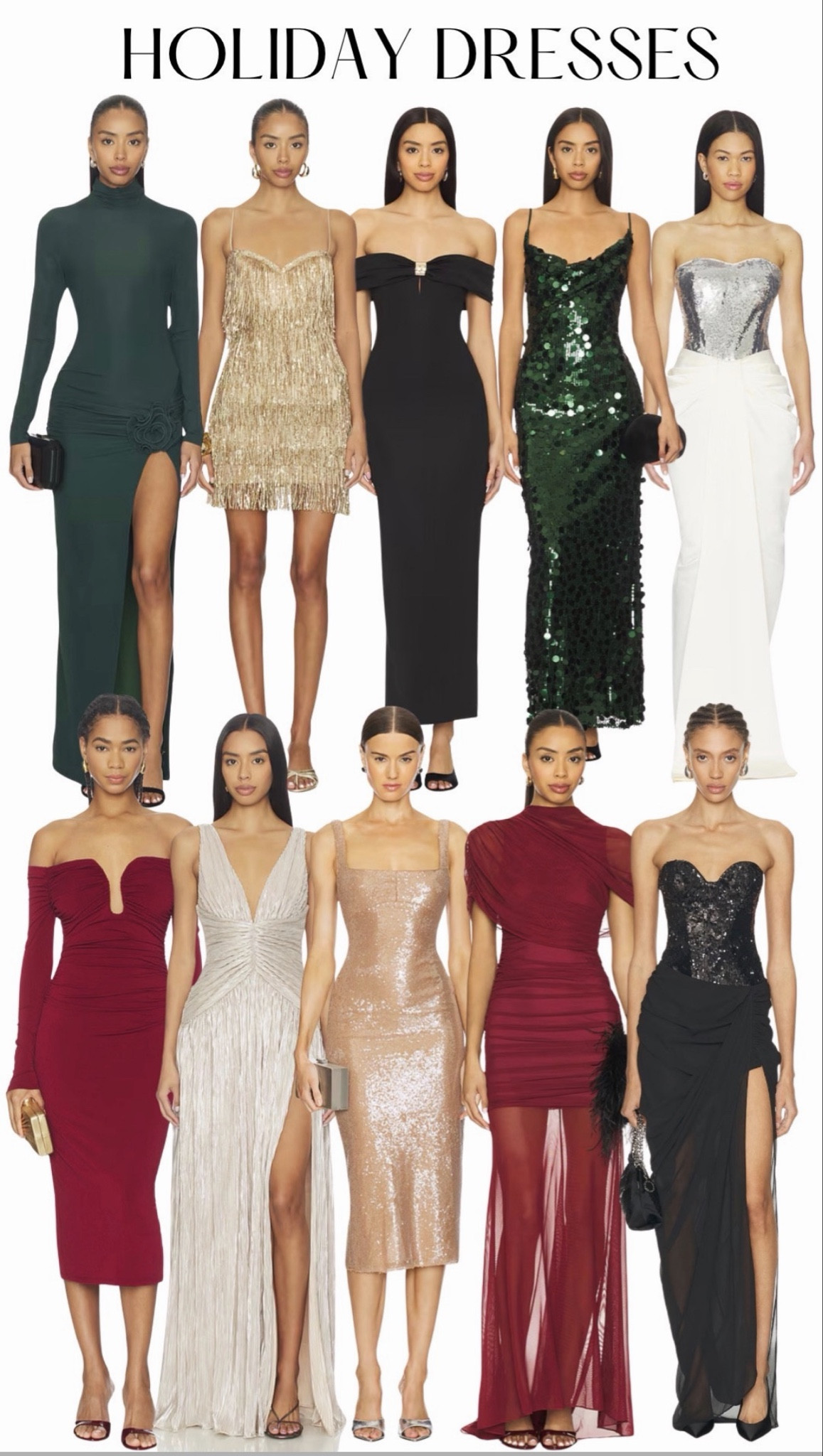 There is still time to get your New Years Eve party outfit! Shop last minute Holiday dresses (with a 2-day shipping!) Red, green, silver, gold and classic black. 
#dress #dresses #holiday #party #nye #red #burgundy #green #silver #gold #sequin #black #lace 
#newyearseveoutfit #dress #holidaydress #classic #chic #christmasoutfit #partyoutfit #blackandwhite #revolve #fastshipping #lastminute #2dayshipping #fwrd 

#LTKSeasonal #LTKHoliday #LTKTall #LTKBump #LTKootd #LTKFindsUnder100