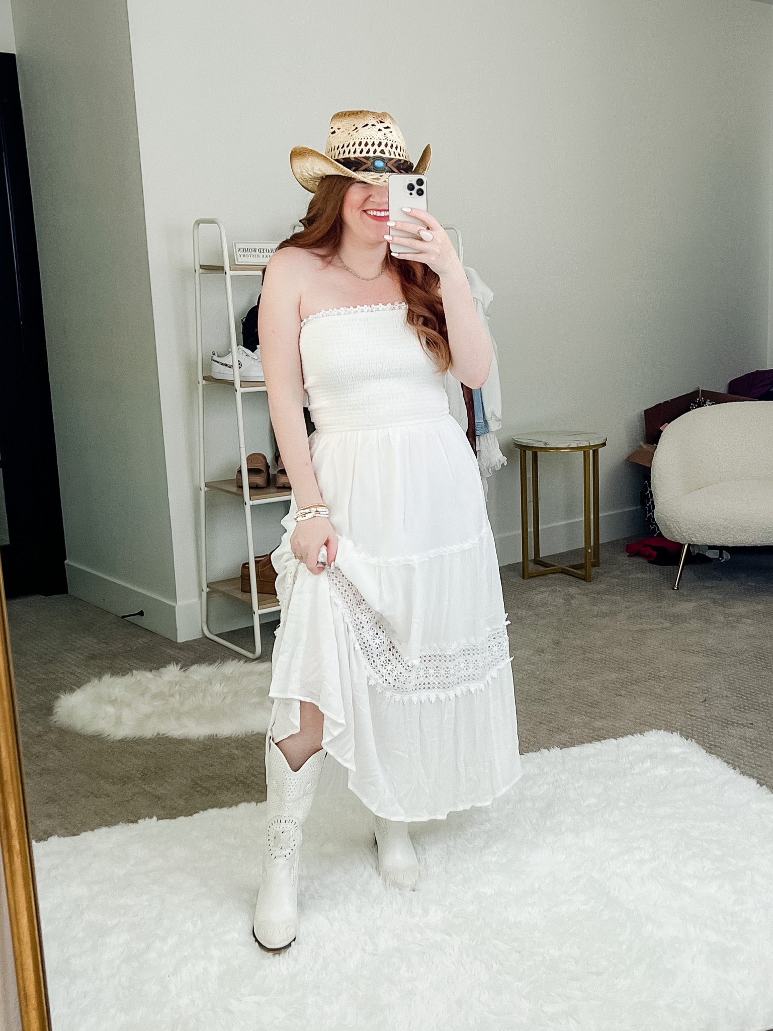 Coastal cowgirl vibes! 

Country concert outfit. White maxi dress size medium. Paired with white cowboy boots and a cowboy hat. Amazon outfit. Taylor Swift concert outfit. 

#LTKstyletip #LTKshoecrush #LTKFestival