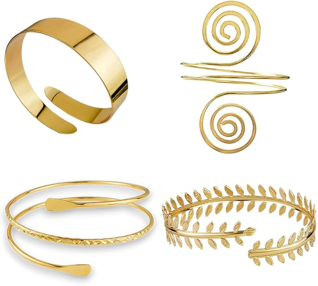 2Pcs Minimalist Simple Swirl Upper Arm Cuff Bracelets for Women Girls Arm Bangle Armlets Adjustab... | Amazon (US)