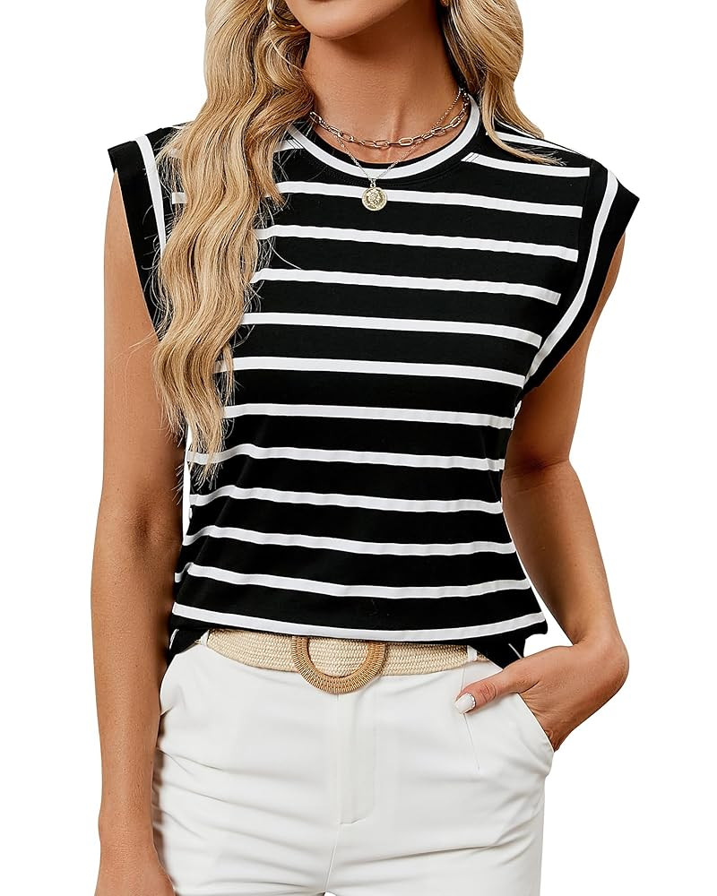 Womens Summer Crewneck Tank Top Sleeveless Tops Casual Loose 2025 Fashion Basic Tees Shirts | Amazon (US)