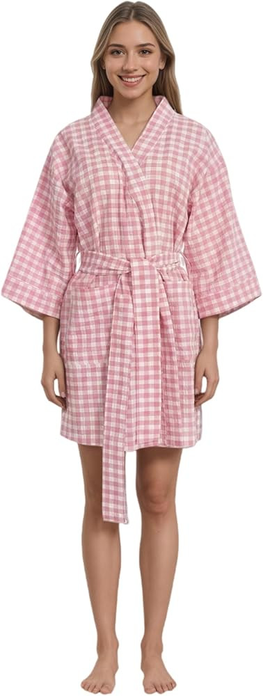 Lightweight Cotton Kimono Robe for Women, Soft Short Knit Bathrobes | Amazon (US)