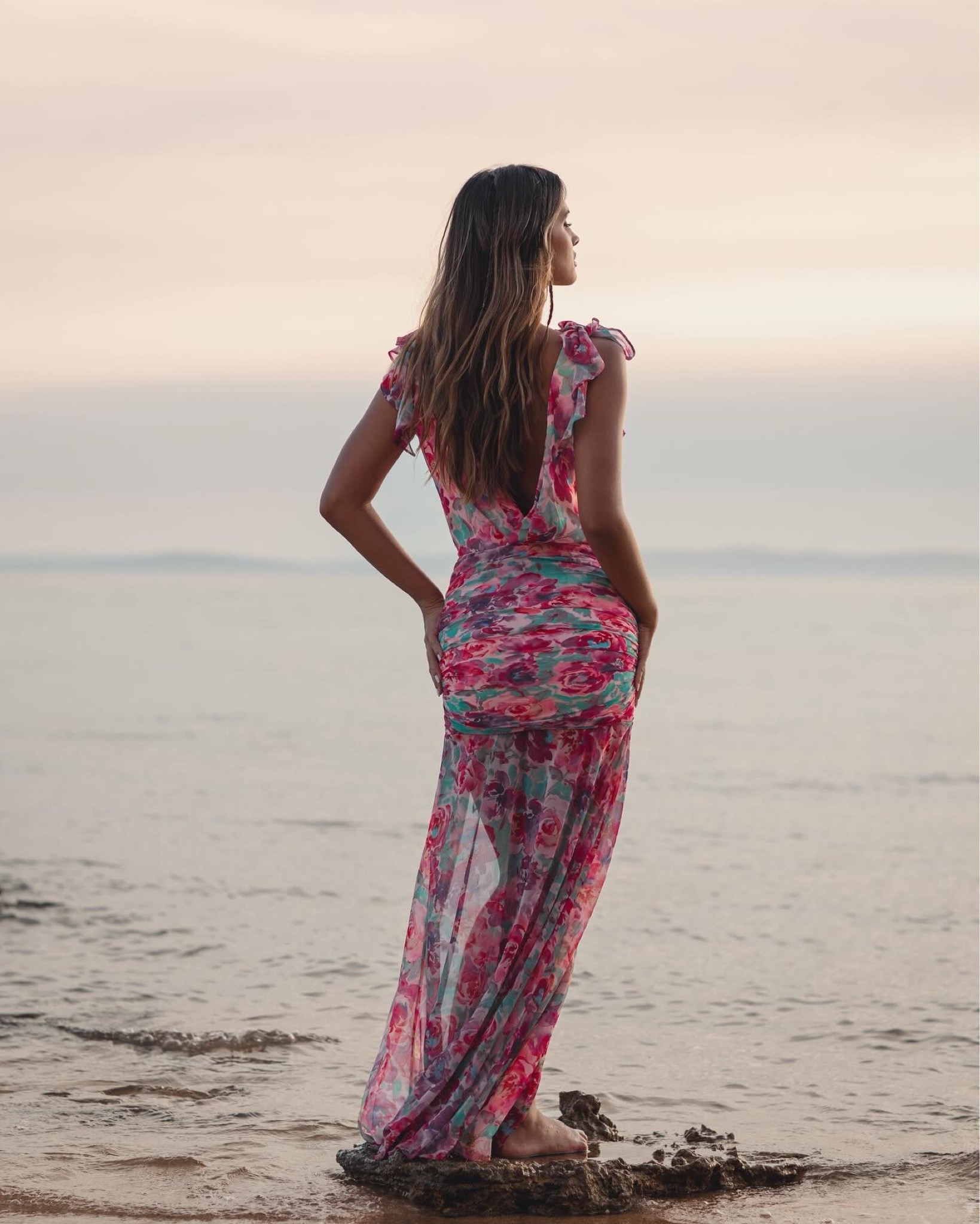 My collection x Lovers and Friends DROP3, floral pink ruffle dress, maxi dress, floral gown 