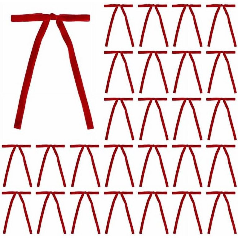 24-Pack Red Velvet Bows for Christmas Decor - 5×7 Inch Luxury Ribbon Bows for Gift Wrapping, Tre... | Walmart (US)
