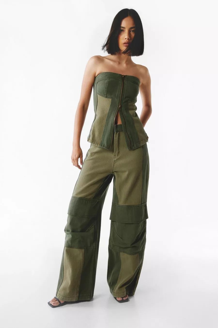 Two Tone Twill Wide Leg Cargo Pants | Nasty Gal US