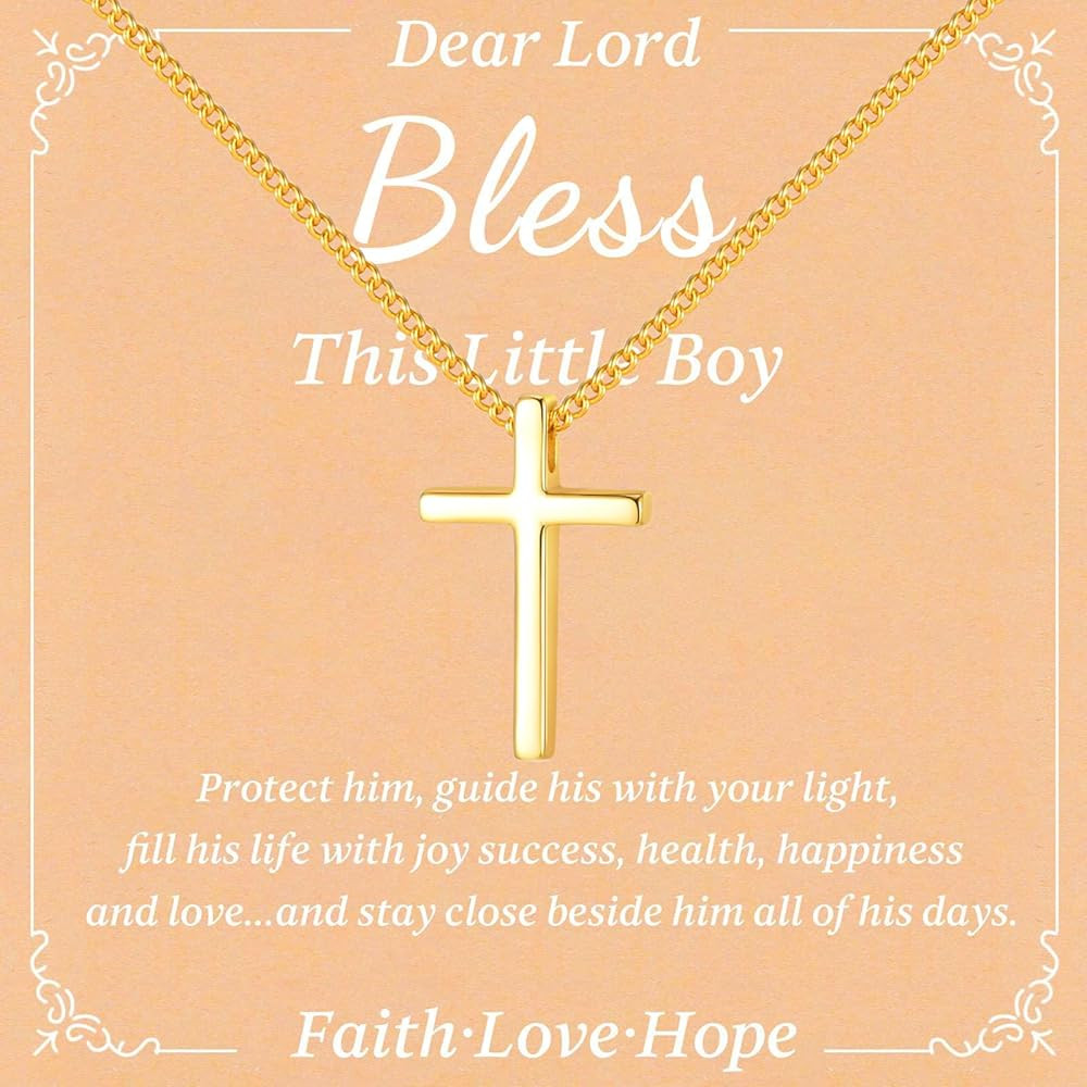 925 Sterling Silver Cross Necklace for Boys - Dainty Faith Cross Necklaces for Kids Small Pendant... | Amazon (US)