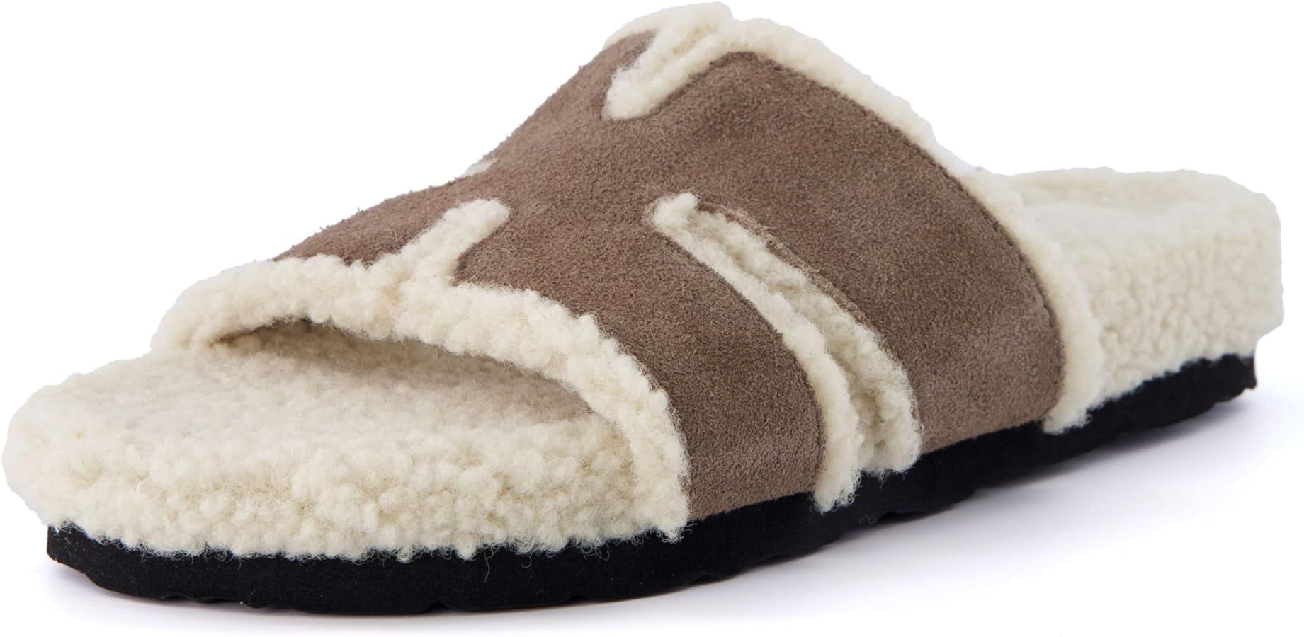 CUSHIONAIRE Women's Cuddle Fur Faux Shearling lined slide sandal +Memory Foam, Wide Widths Availa... | Amazon (US)