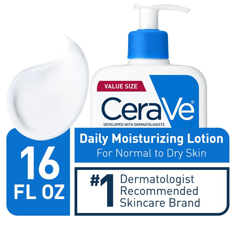 CeraVe Daily Moisturizing Lotion for Normal to Dry Skin, 16 fl oz - Walmart.com | Walmart (US)