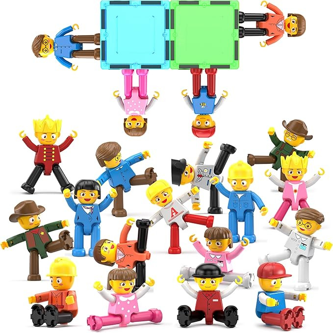 PicassoTiles 16pc Magnetic Character Figures Expansion Set Toddler Style People Compatible with M... | Amazon (US)