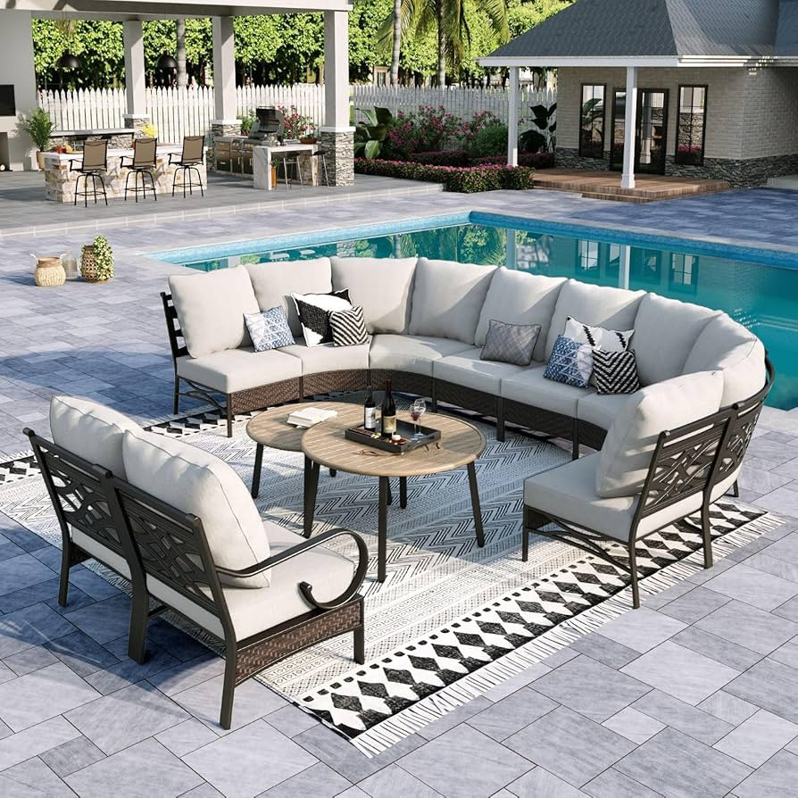 Sophia & William Half-Moon Patio Furniture Set for 10, Curved Outdoor Sofa Conversation Set with ... | Amazon (US)
