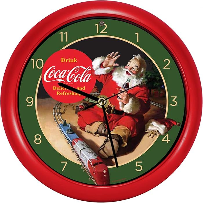 Coca Cola 90th Anniversary Santa and Train Christmas Carol Sound Clock, 8 Inch | Amazon (US)