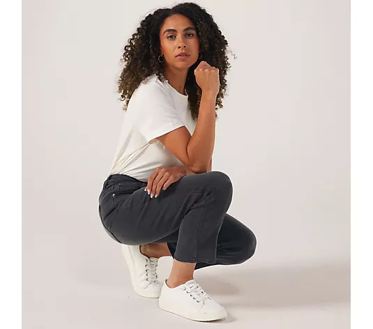 Dannii Minogue Mid Rise Slim Grey Jean Petite - QVC UK | QVC UK