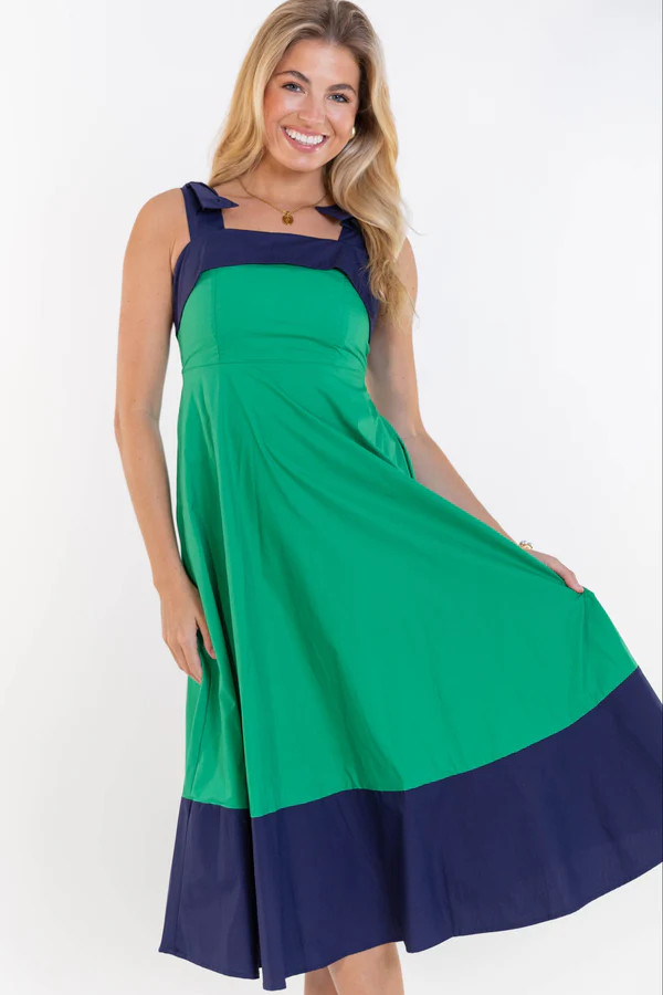 Forever Starts Here Green Colorblock Midi Dress | The Mint Julep Boutique