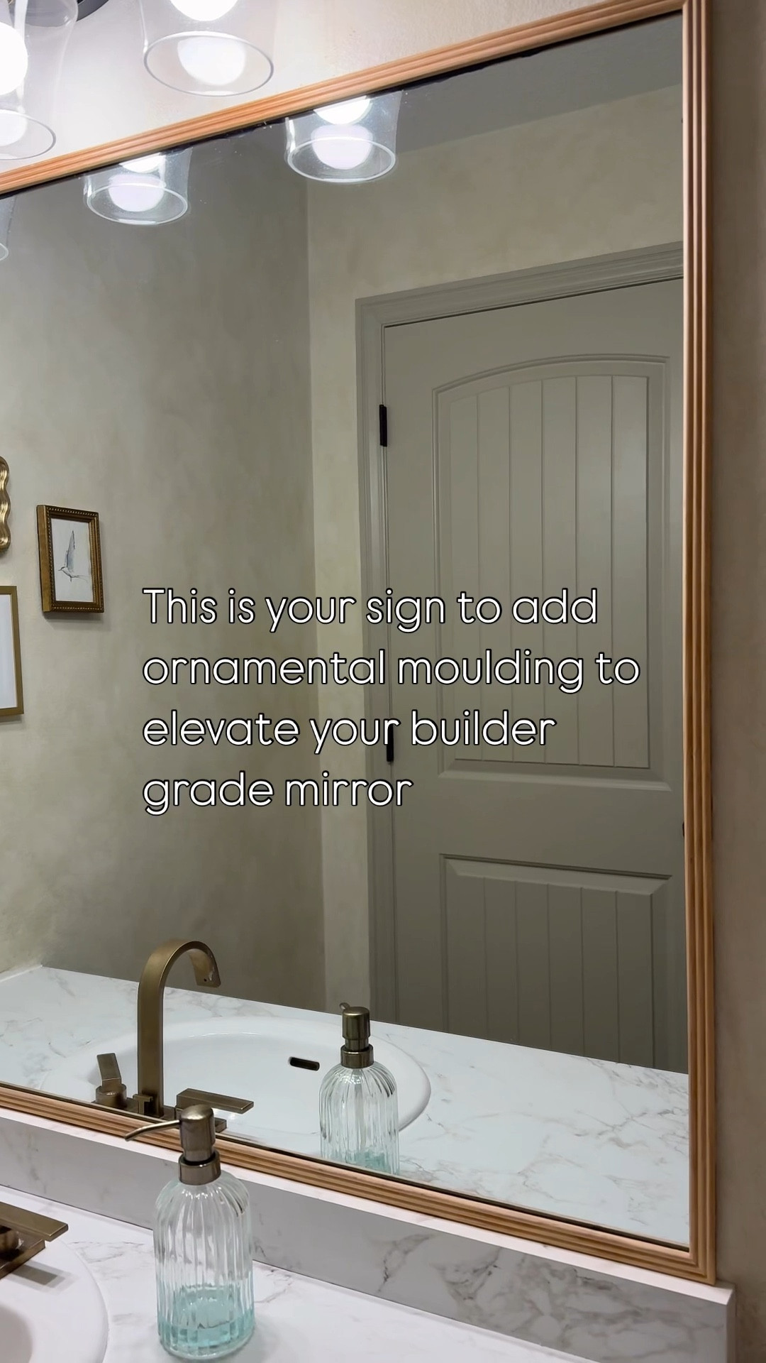 Builder-grade mirrors are fine… but they could be so much better! Adding ornamental molding is an easy DIY that instantly makes your mirror look custom (without the custom price tag). It adds character, dimension, and a touch of elegance, because details matter! 

You can paint it, stain it or leave it natural as I did. 

#LTKHome #LTKStyleTip #LTKFindsUnder50