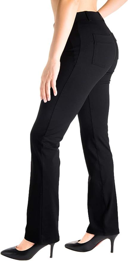 Yogipace,Belt Loops,Women's Petite/Regular/Tall Straight Leg Yoga Dress Pants | Amazon (US)