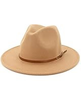 Lisianthus Men & Women Vintage Wide Brim Fedora Hat with Belt Buckle | Amazon (US)