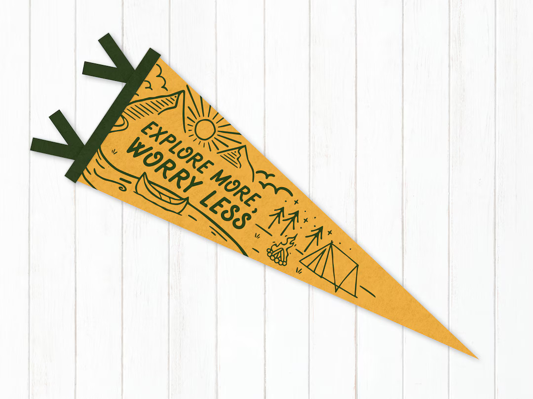 Explore More, Worry Less Felt Pennant Wall Flag - Etsy | Etsy (US)