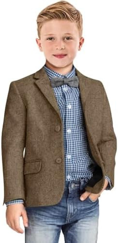 Boys Blazer Retro Herringbone Sport Coat Classic Wedding Casual Jacket | Amazon (US)