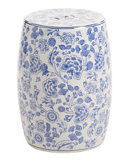 18in Ceramic Hydrangea Chinoiserie Stool | Chairs & Seating | Marshalls | Marshalls