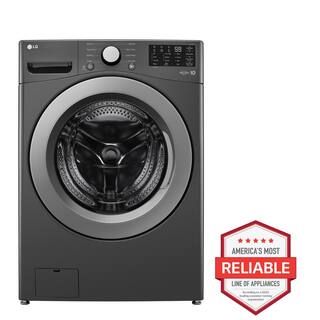 LG 5.0 cu. ft. Stackable Front Load Washer in Middle Black with 6 Motion Cleaning Technology WM34... | The Home Depot