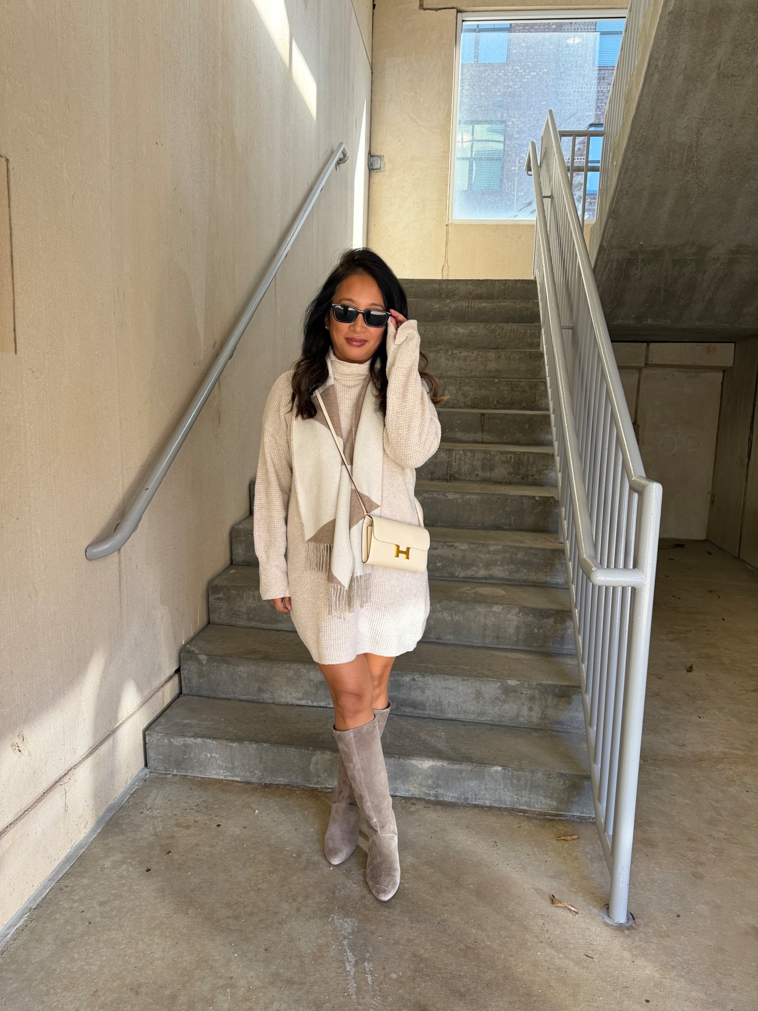 Cozy winter white look ♥️

1. Sweater dress is old AE-linked similar 
2. Knee High Suede Boots- taupe TTS, 14.5” shaft great for petites and comes in other colors
3. Scarf- old Hermes cashmere 


#LTKPetite #LTKootd