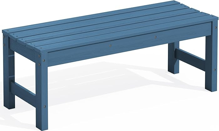 SERWALL 47 Inches Outdoor Bench, All Weather HDPE Backless Bench with Wood Grain Texture for Gard... | Amazon (US)