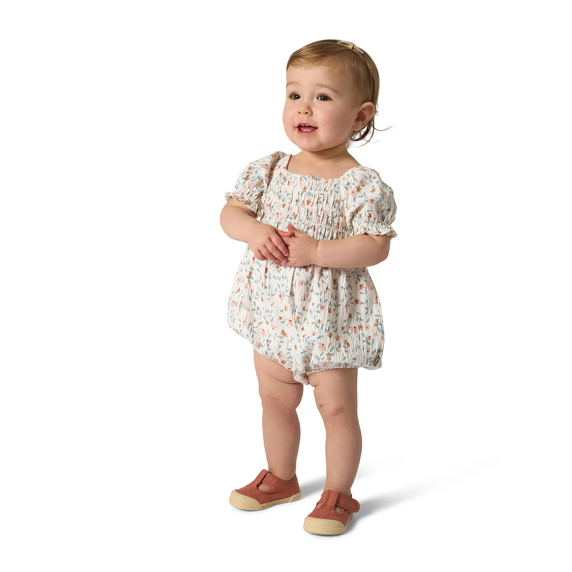Modern Moments by Gerber Baby Girl Smocked Bubble Romper, Sizes 0/3 Months - 24 Months | Walmart (US)
