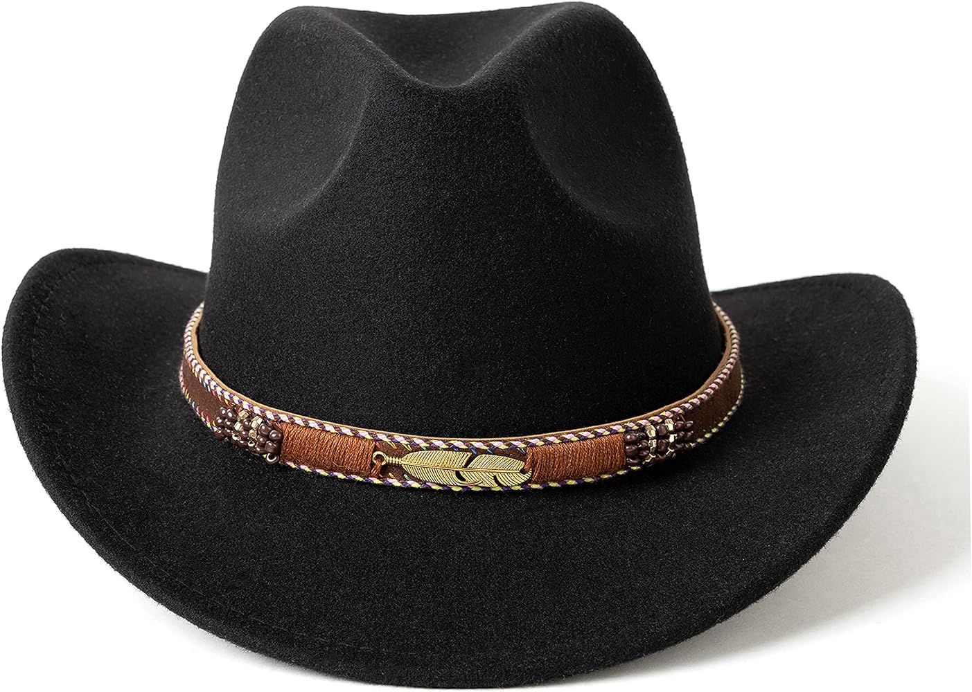 HUDANHUWEI Western Cowboy Hat Wide Brim Outdoor Fedora Hat | Amazon (US)