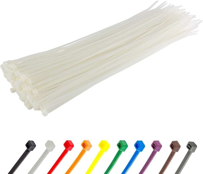 GTSE 10 Inch White/Clear Zip Ties, 100 Pack, 18lb Strength, UV Resistant Long Nylon Cable Ties, S... | Amazon (US)