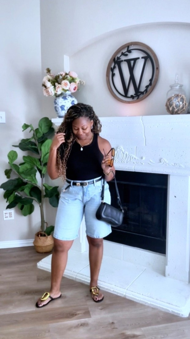 Denim jorts, Bermuda shorts outfit idea for summer

#LTKmomlife #LTKootd