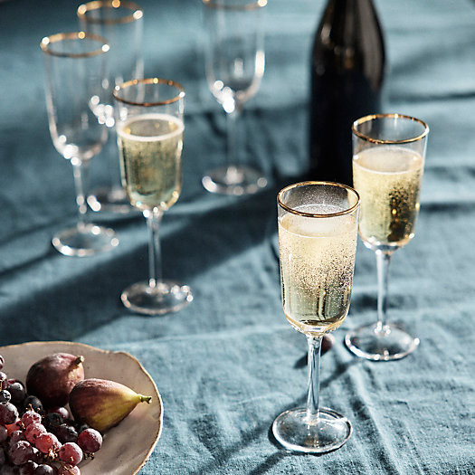 Gold Rim Champagne Flutes, Set of 6 | Terrain