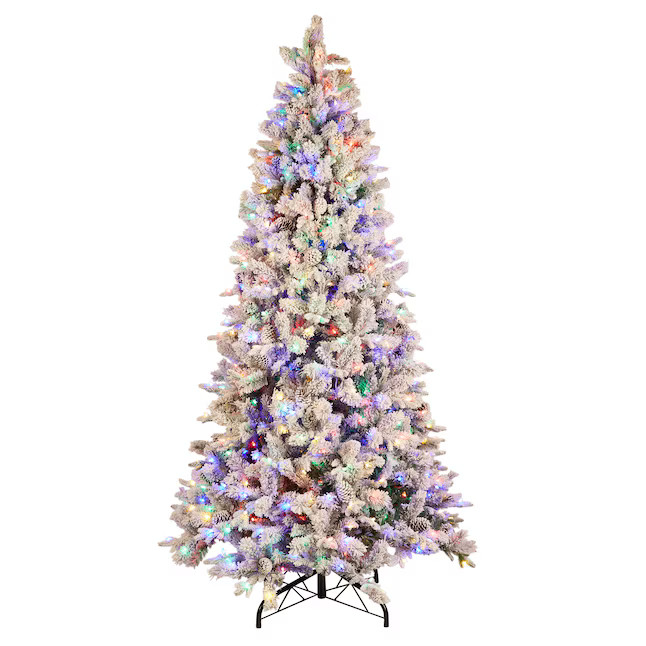 Holiday Living 9-ft Albany Pine Pre-lit Flocked Artificial Christmas Tree with LED Lights | Lowe's