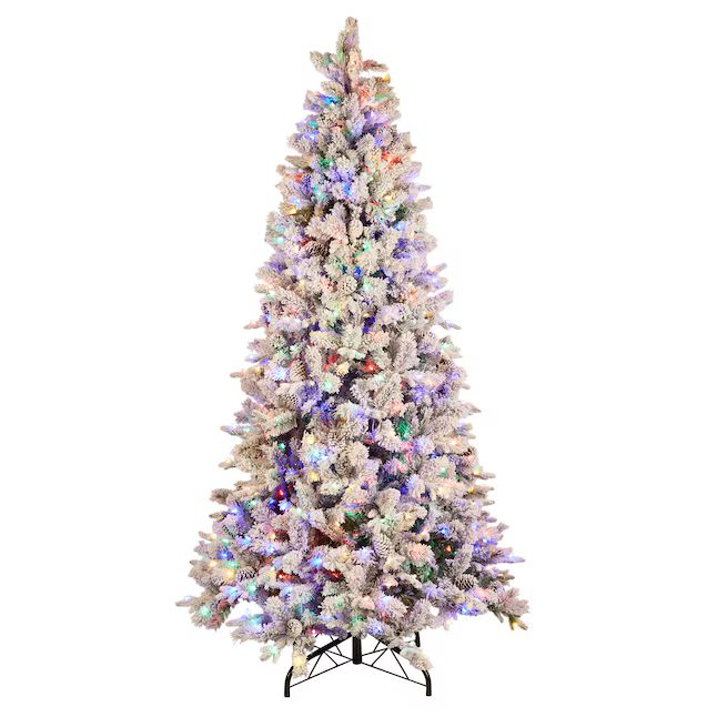 Holiday Living 9-ft Albany Pine Pre-lit Flocked Artificial Christmas Tree with LED Lights | Lowe's
