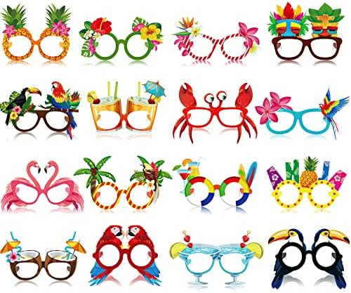 32 Packs Luau Party Glasses Hawaiian Funny Sunglasses Paper Glasses Frame Tropical Fancy Dress Pr... | Amazon (US)