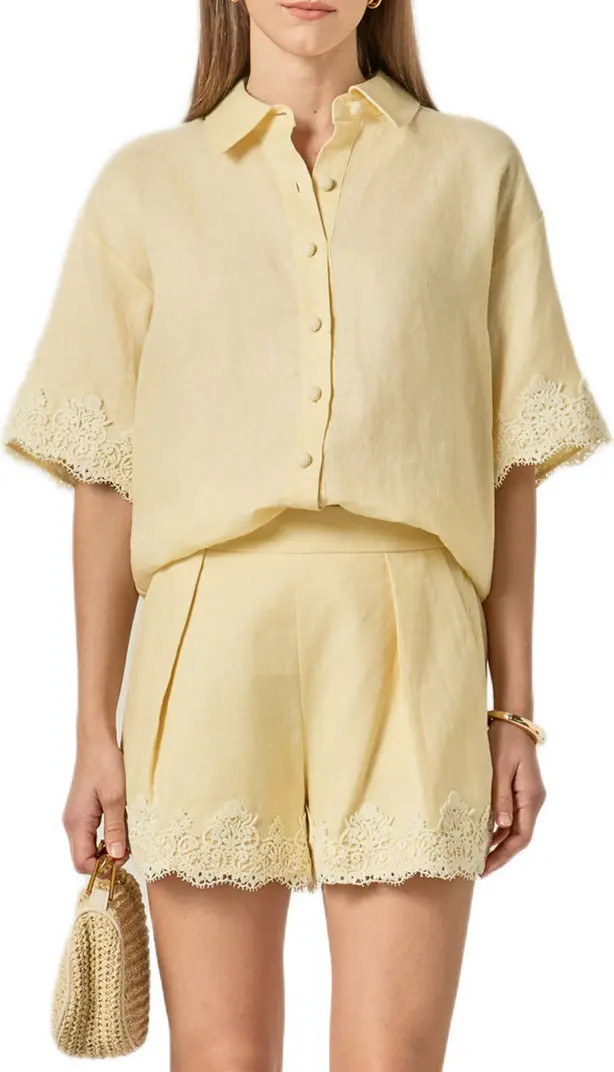 Embroidered Lace Linen Blend Shirt | Nordstrom
