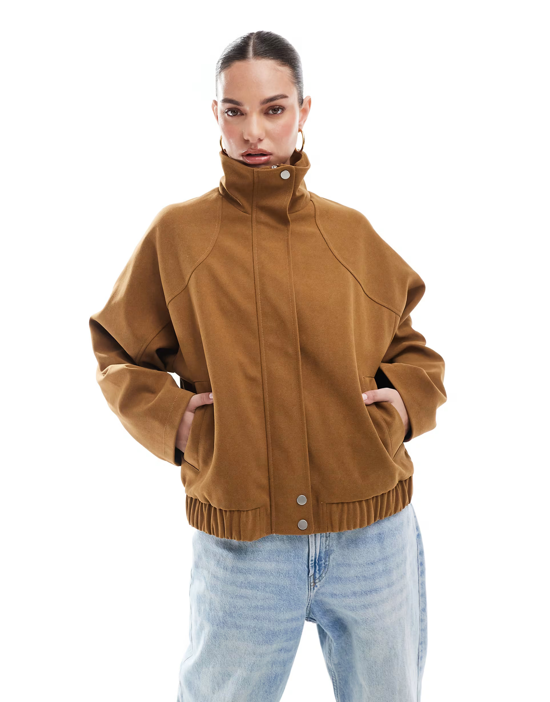 Pull&Bear faux suede Dad jacket in brown  | ASOS | ASOS (Global)