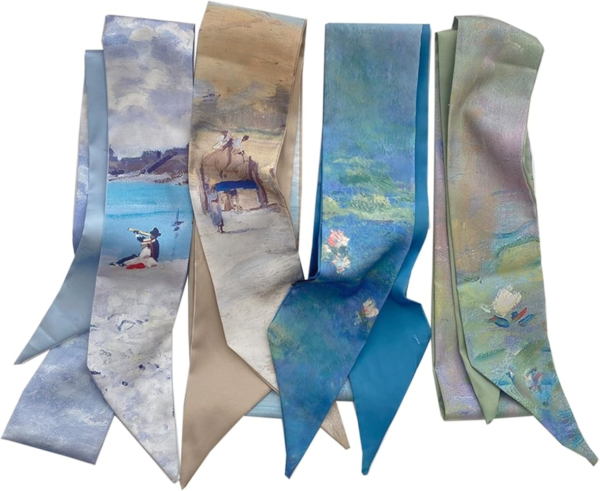 AruiLeo 4 Packs Purse Scarf For Handbags Silk Head Handle Ribbon Scarfs For Hair Fashion Skinny S... | Amazon (US)