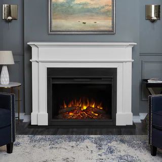 Harlan 55.13" Electric Grand Fireplace in White by Real Flame - On Sale - Overstock - 13002824 | Bed Bath & Beyond