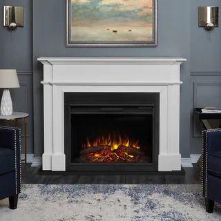 Harlan 55.13" Electric Grand Fireplace in White by Real Flame - On Sale - Overstock - 13002824 | Bed Bath & Beyond