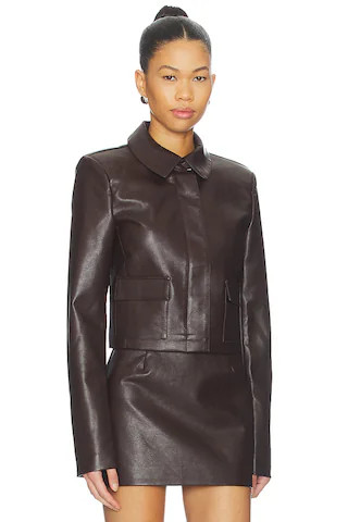 Bleeker Faux Leather Jacket in Chocolate | Revolve Clothing (Global)