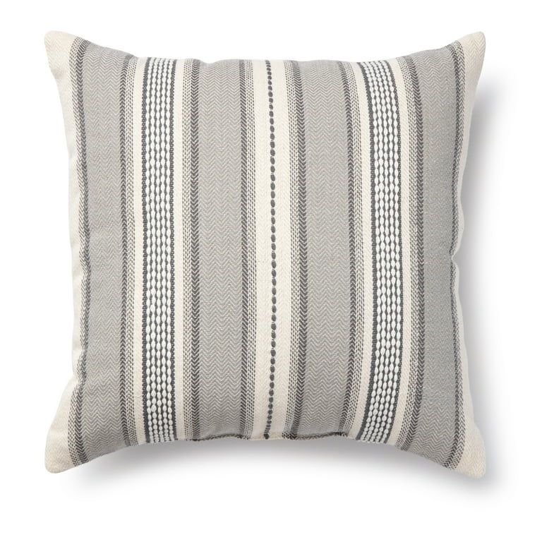 Mainstays Classic Woven Stripe Decorative Pillow, 18" x 18", Square, Grey, Single Pillow | Walmart (US)