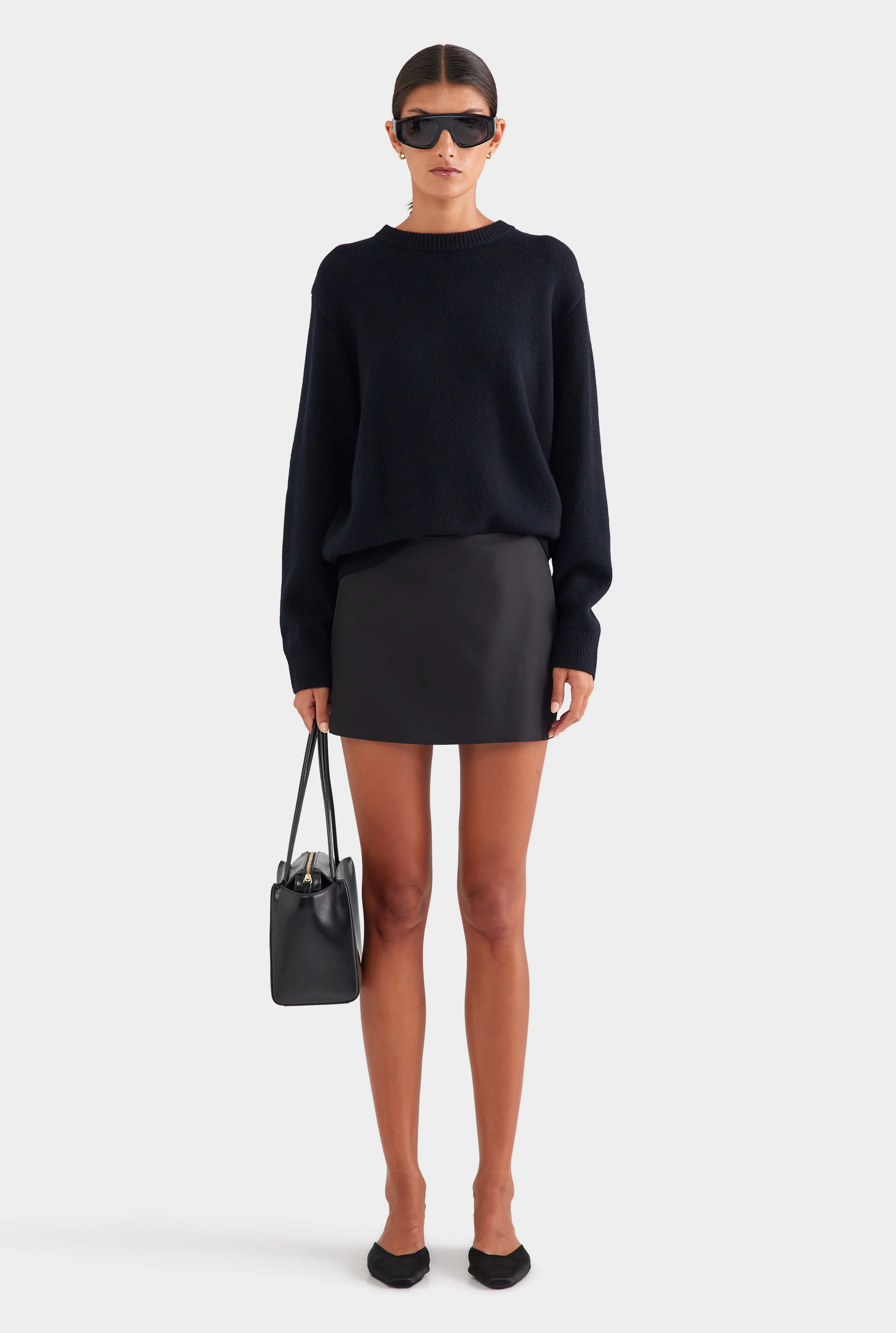 Womens Silk Mini Skirt Black | Venroy | Venroy AU