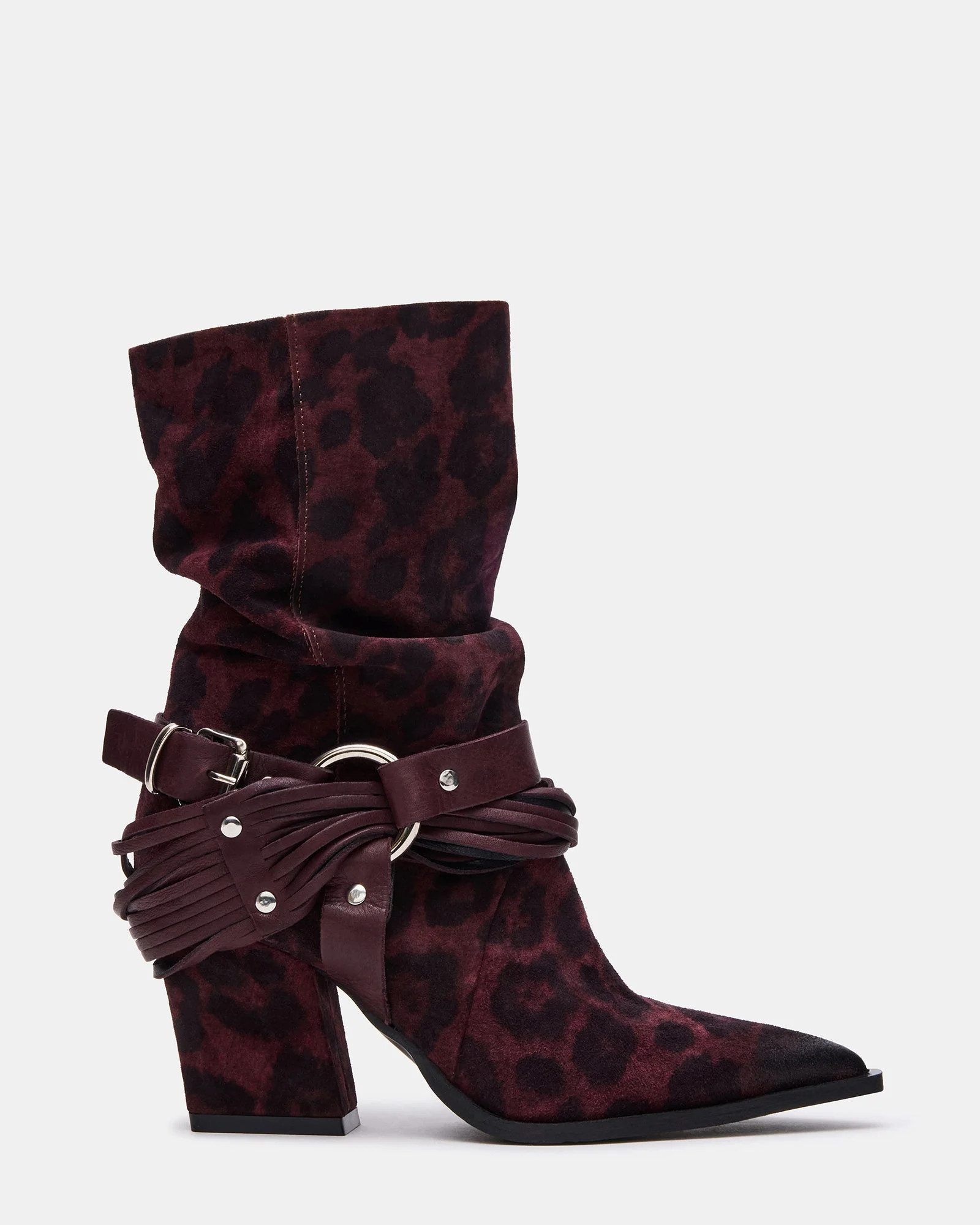 LAUPER Red Leopard Pointed-Toe Heeled Buckle Women's Ankle Boot | Steve Madden (US)