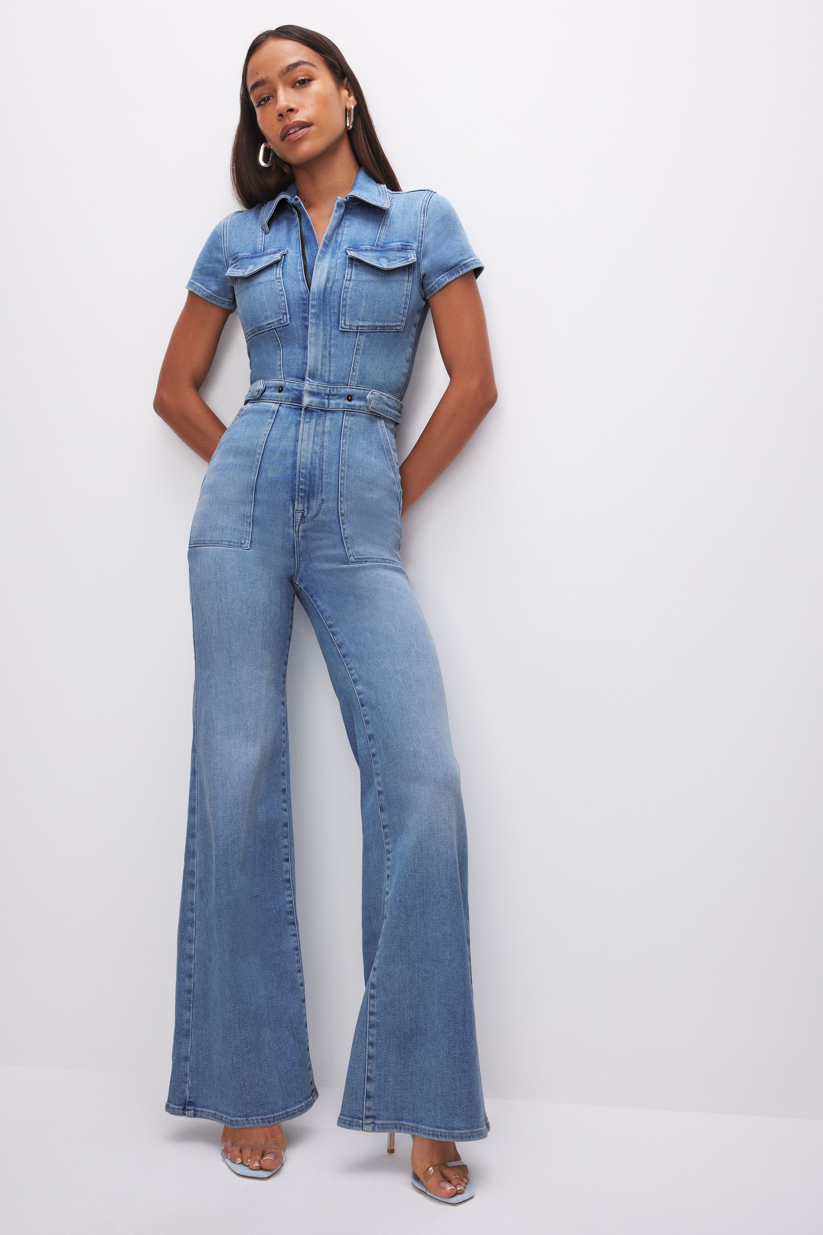 FIT FOR SUCCESS PALAZZO JUMPSUIT | BLUE274 - GOOD AMERICAN | Good American