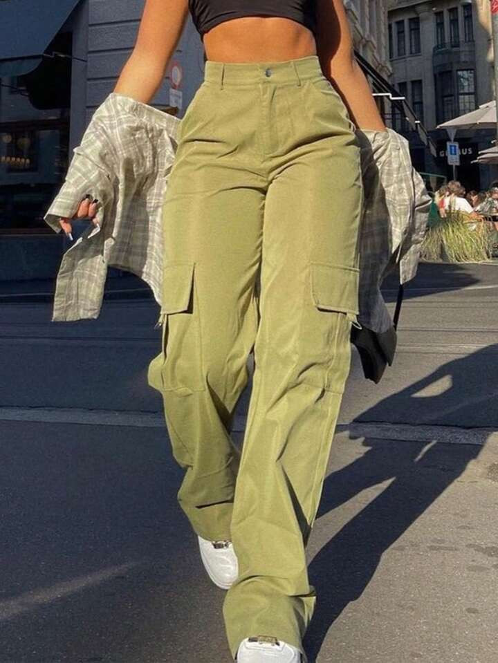 Flap Pocket Side Cargo Pants | SHEIN