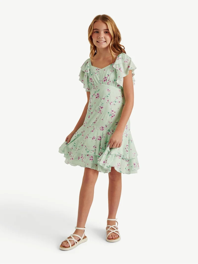 Justice Girls Flutter Sleeve Dress, Sizes XS - XLP | Walmart (US)