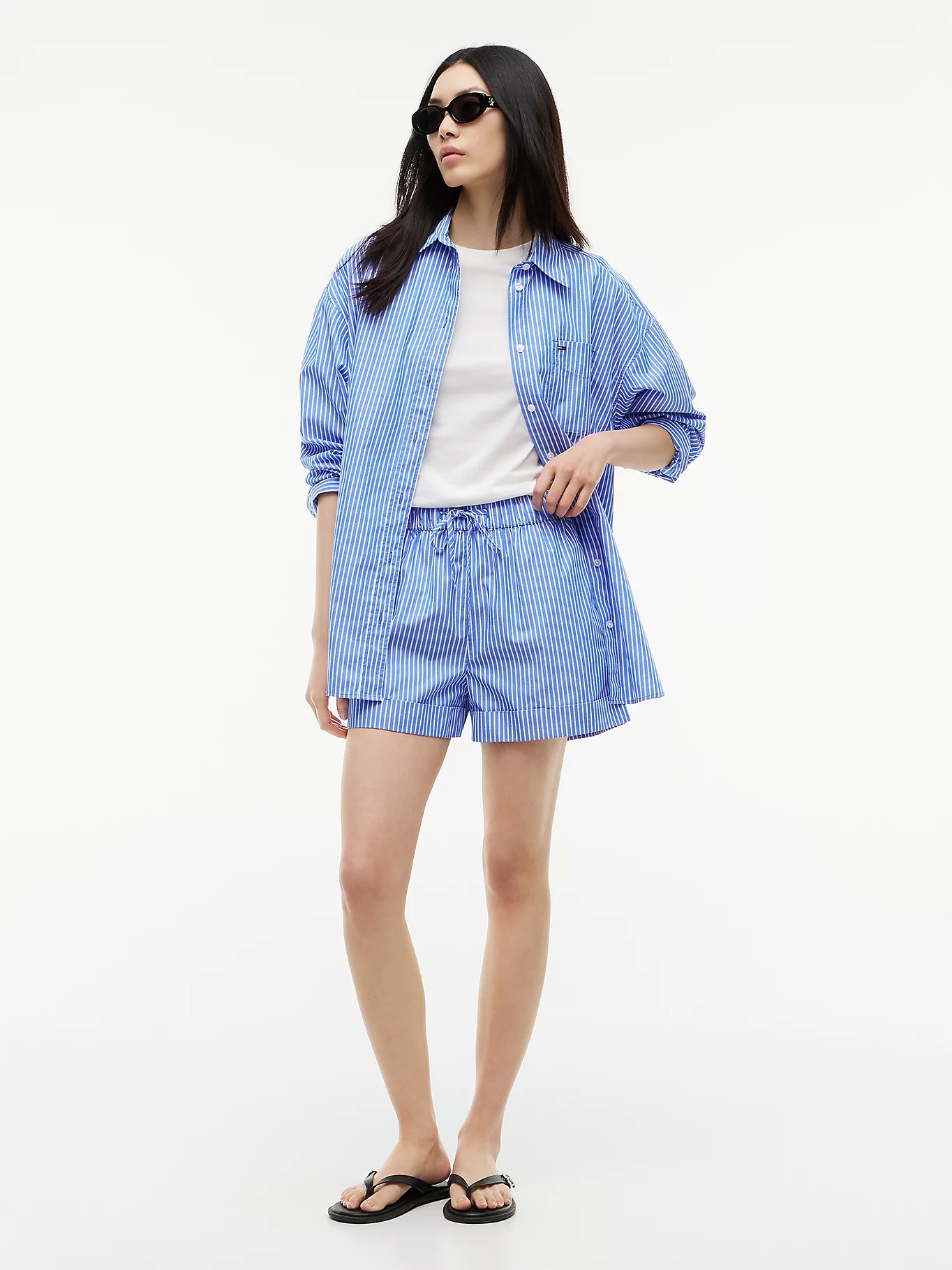 Poplin Wide Leg Shorts | Blue | Tommy Hilfiger | Tommy Hilfiger UK
