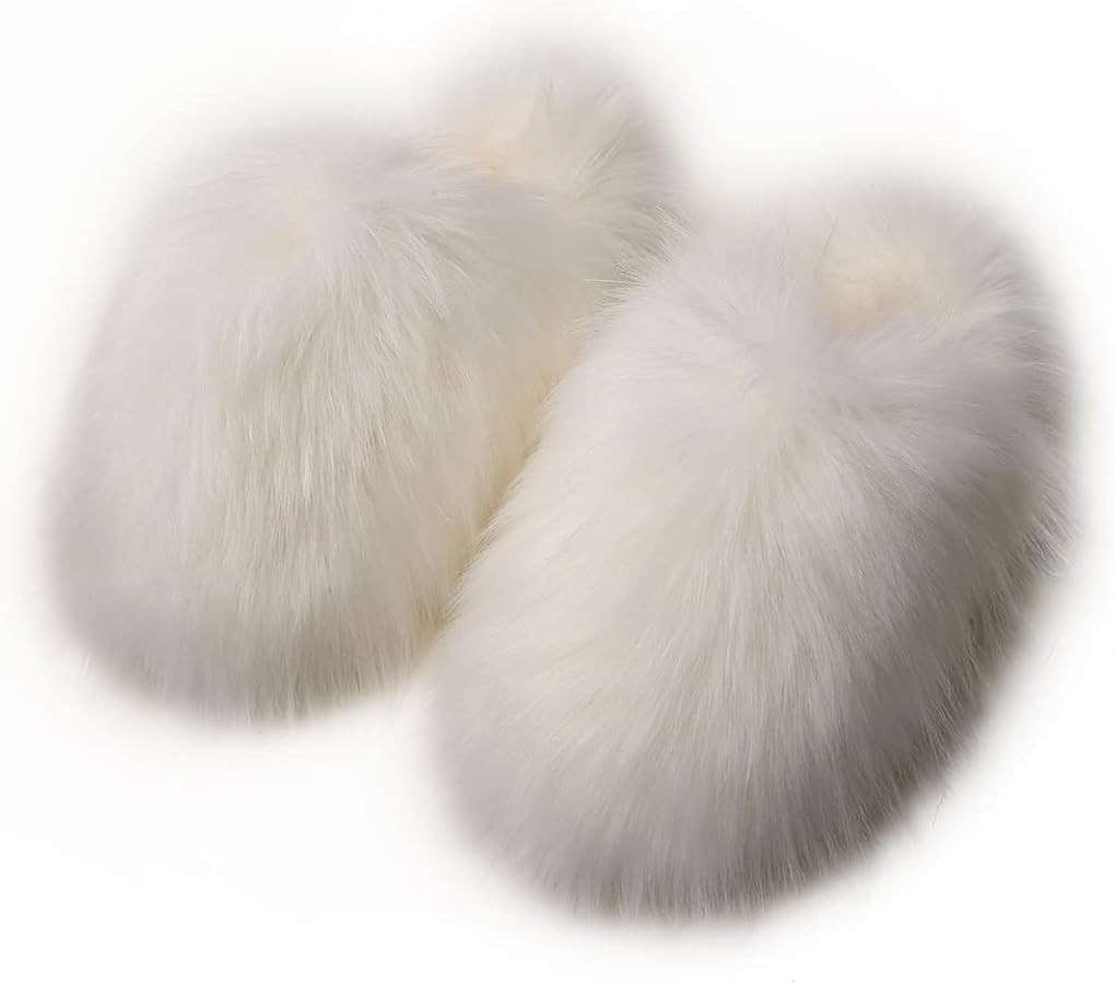BININBOX Women's Plush faux fur Slipper Slide Sandal Soft Furry Fuzzy Fluffy Lovely Indoor Outdoo... | Amazon (US)